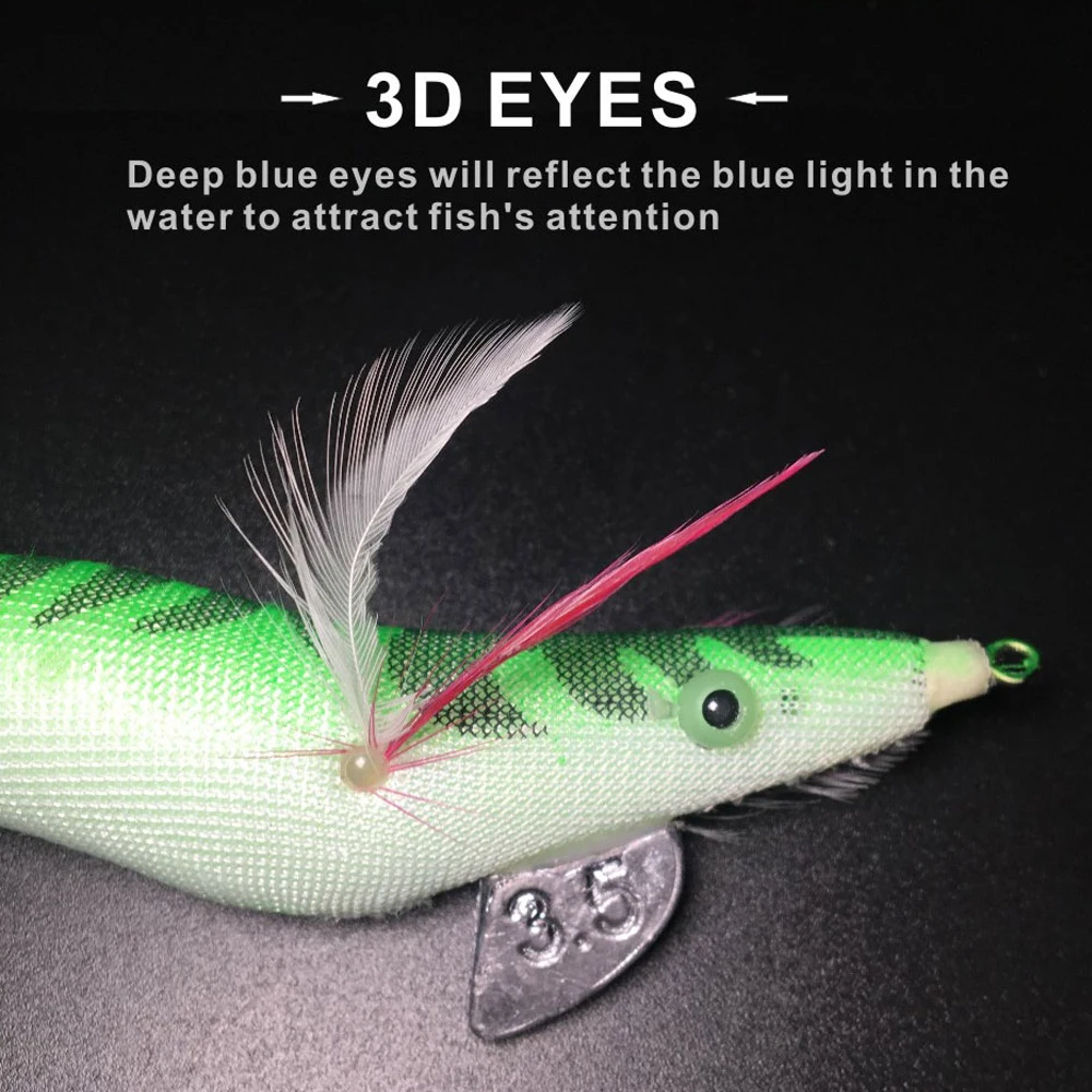 Señuelo calamar luminoso con plumas y anzuelo jig para noche - imagen 5