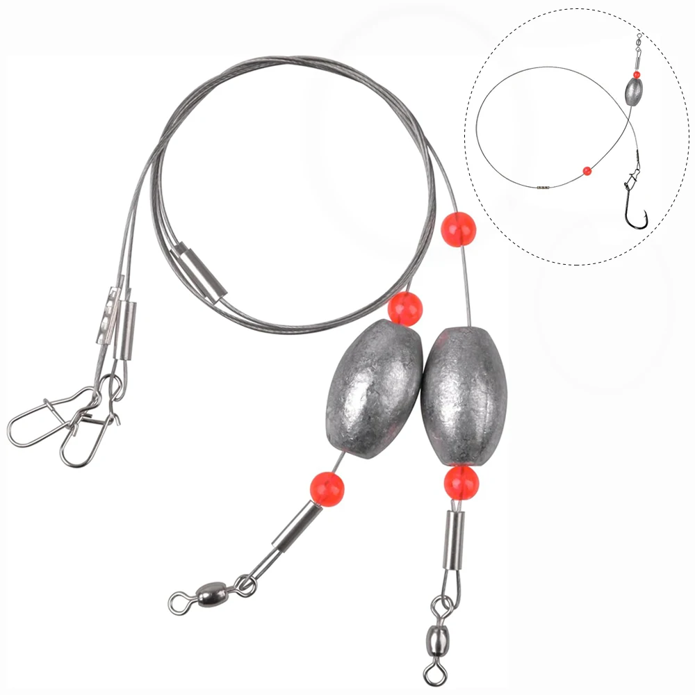 Aparejos de pesca con forma de huevo, plomo y alambre de acero - imagen 3