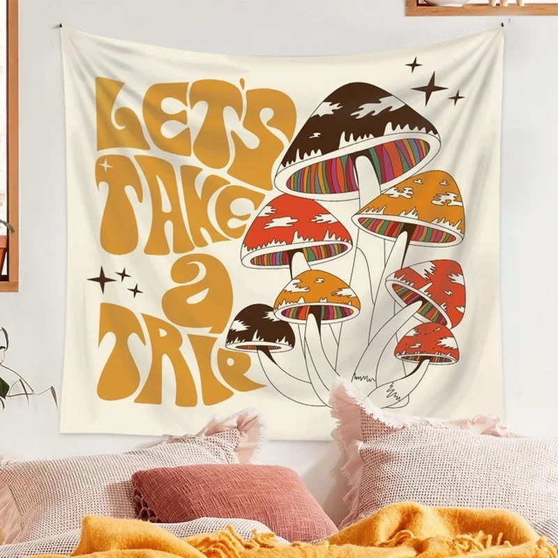 Tapiz bohemio con hongos y diseño abstracto para pared - imagen 4