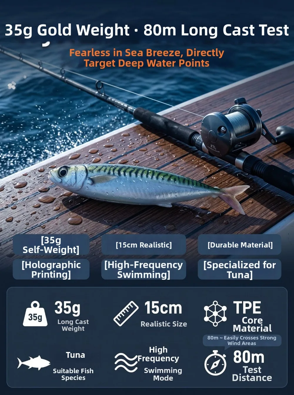 Aplicación en pesca desde costa o rocas