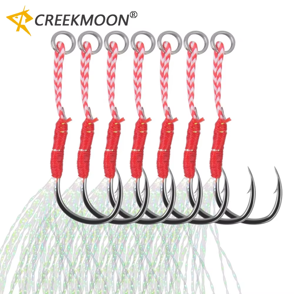 Anzuelos Assist con plumas y barra – Acero al carbono para pesca lenta