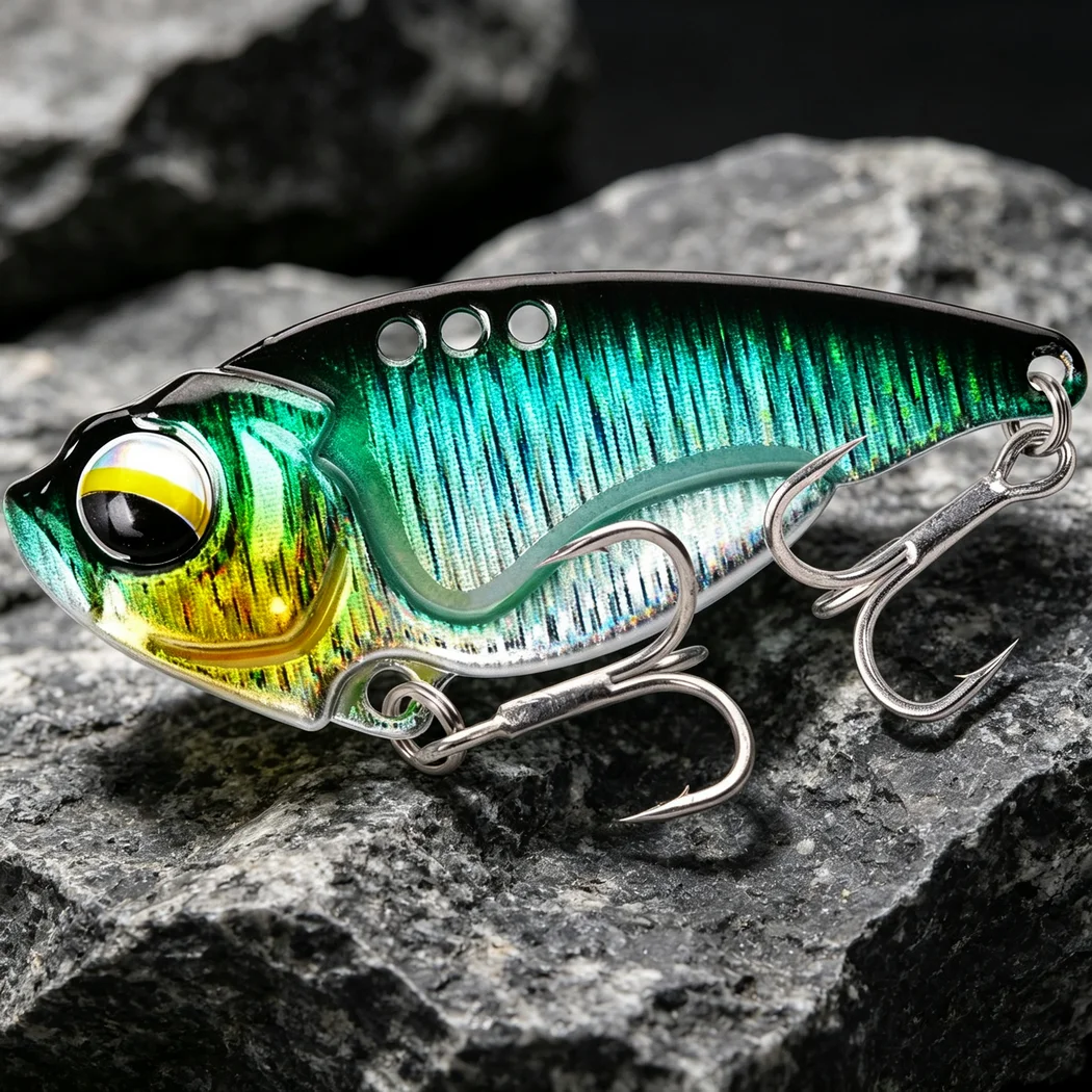 Cuchara giratoria con pintura láser VIB – Anzuelo triple Swimbait - imagen 3