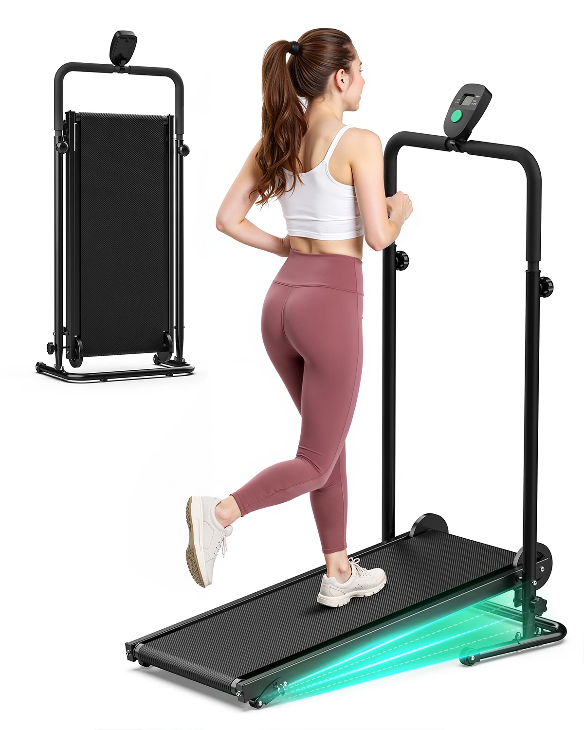 Caminadora inclinada Akluer con doble volante y pantalla LCD