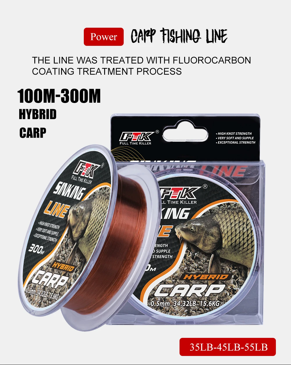 Bobina FTK de nailon con revestimiento fluorocarbono