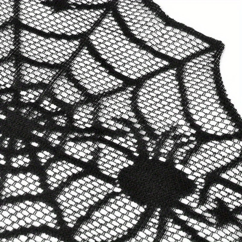 Camino de mesa encaje negro Halloween telaraña para fiesta - imagen 3