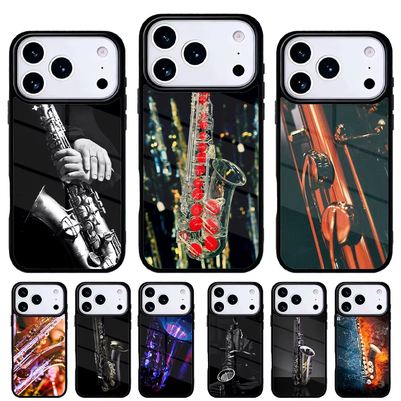 Carcasa para iPhone 17-11 con diseño de saxofón