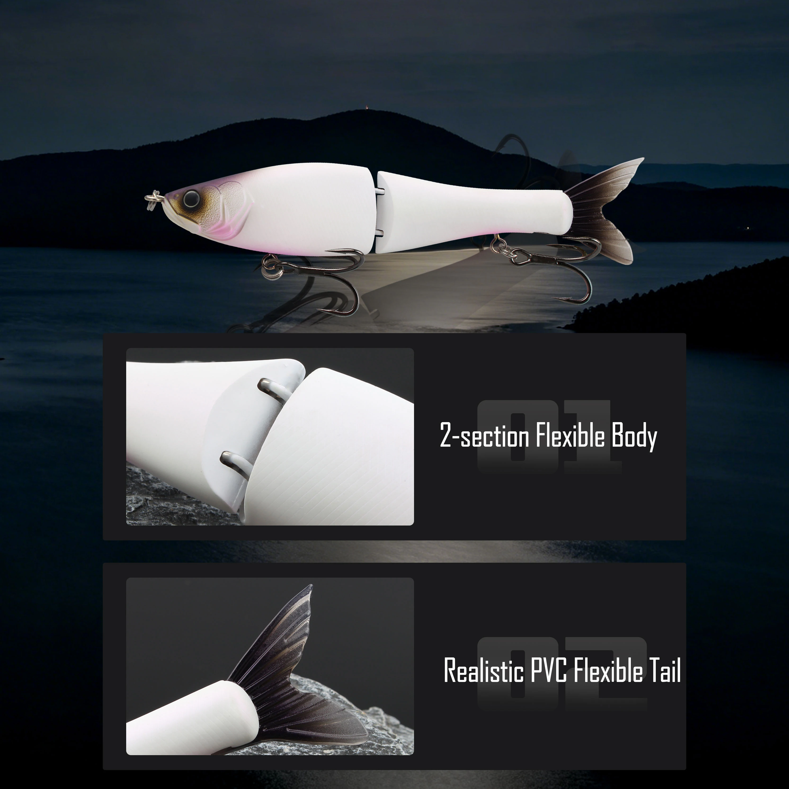 Glidebait articulado duro para lubina y lucio en agua dulce - imagen 4