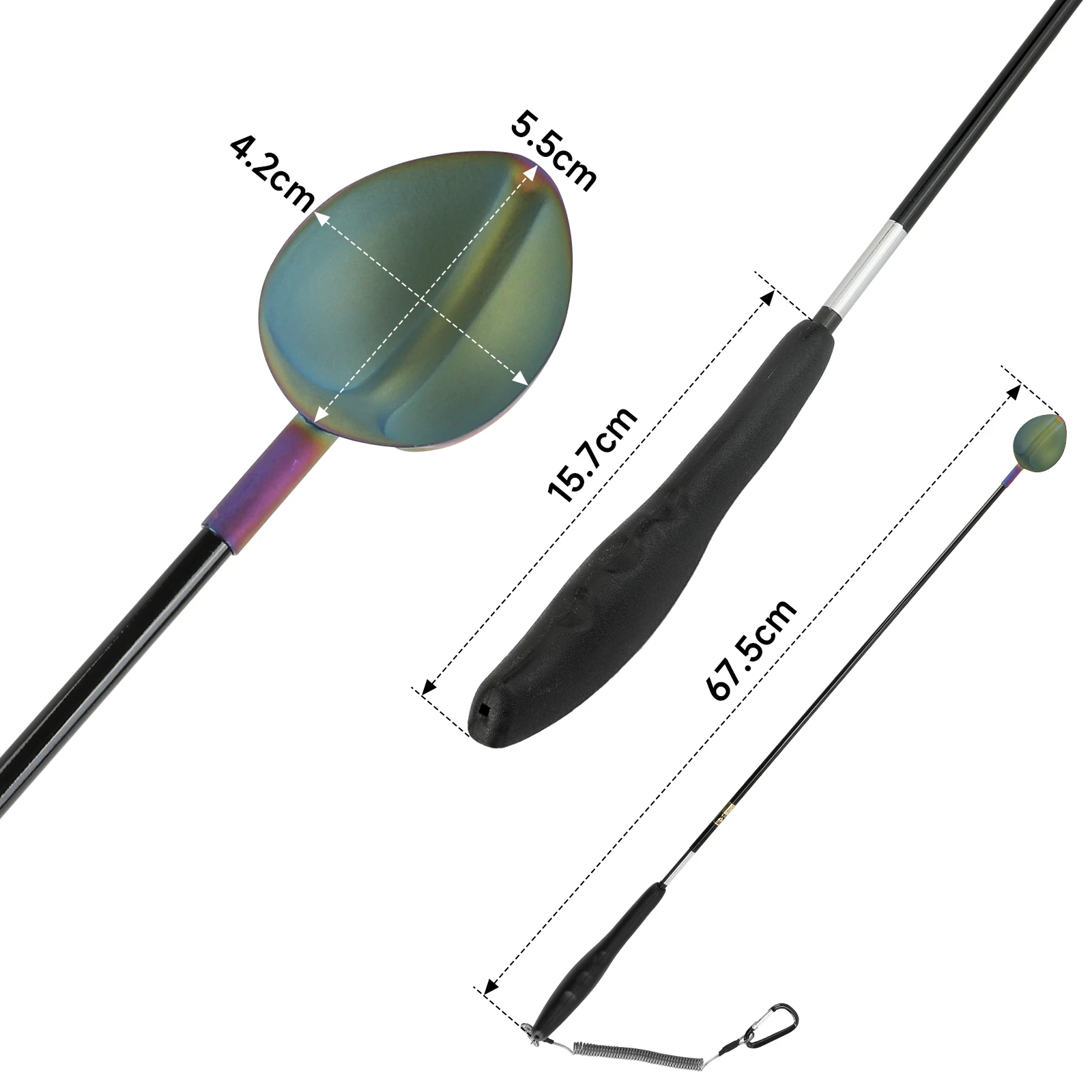 Cuchara de pesca SANLIKE titanio con eje carbono y mango ABS - imagen 2