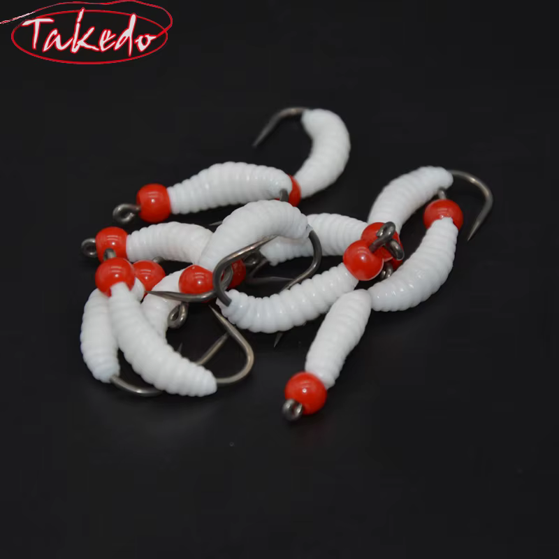 TAKEDO Señuelo Larva para Carpa – Cabeza Roja con Olor - imagen 3