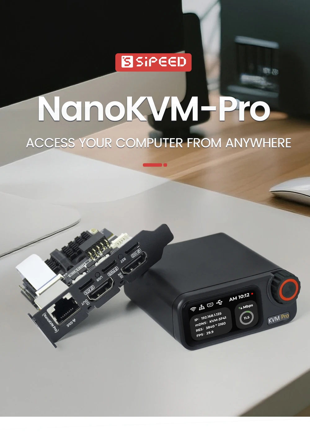 NanoKVM-Pro PiKVM 4K para administración remota