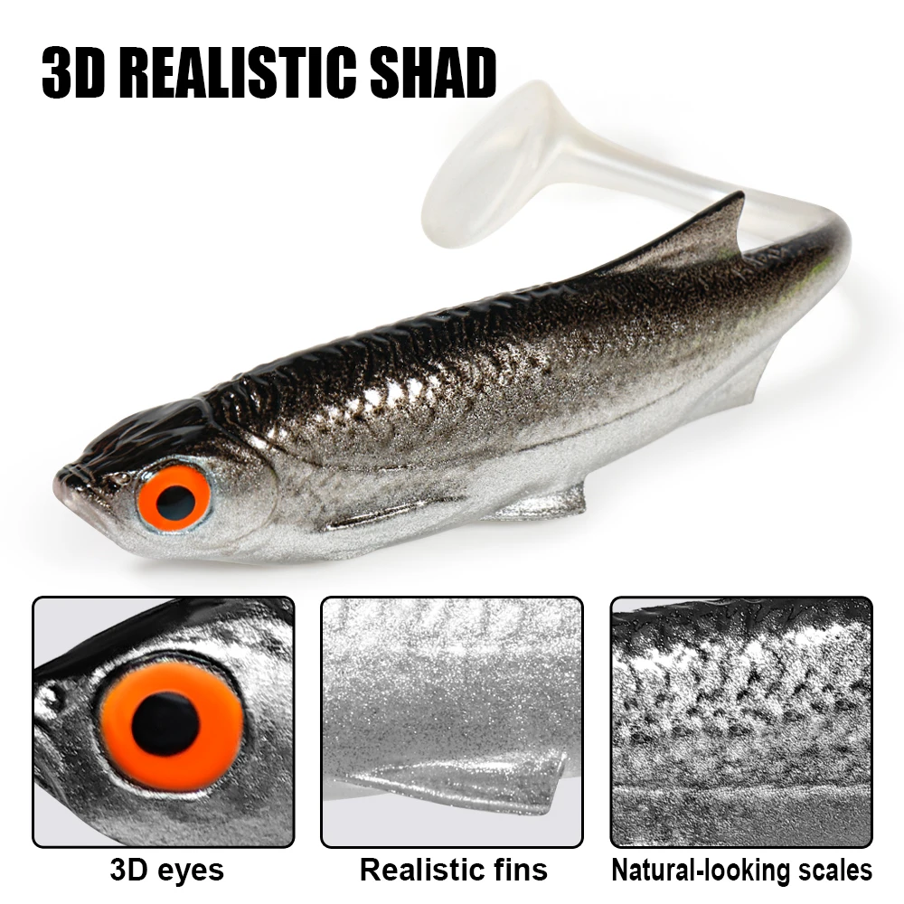 Señuelo Spinpoler Bio Shad Natural Ojos 3D para lubina y trucha - imagen 3