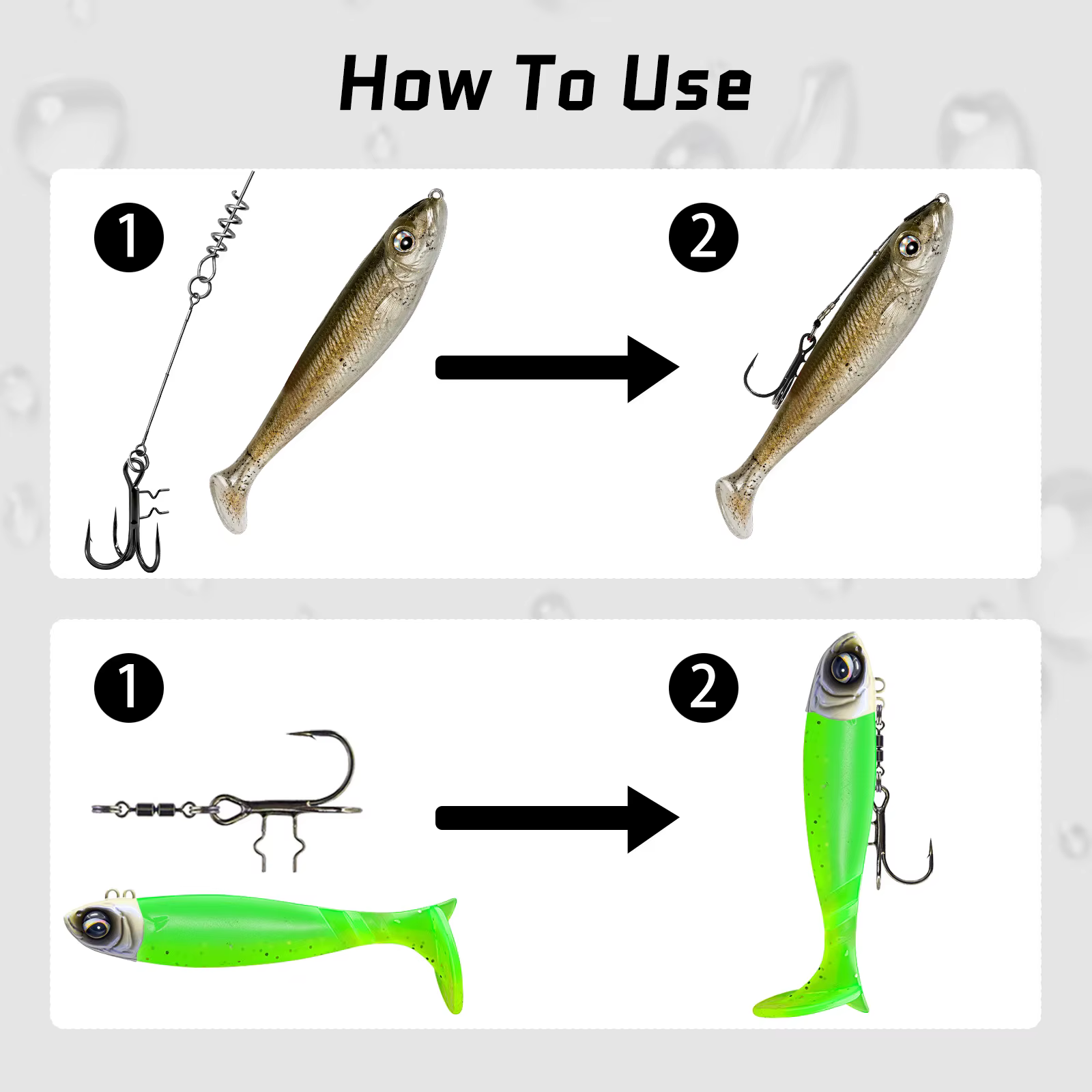 Anzuelos triples FishTrip de carbono para vinilo con púas afiladas - imagen 3