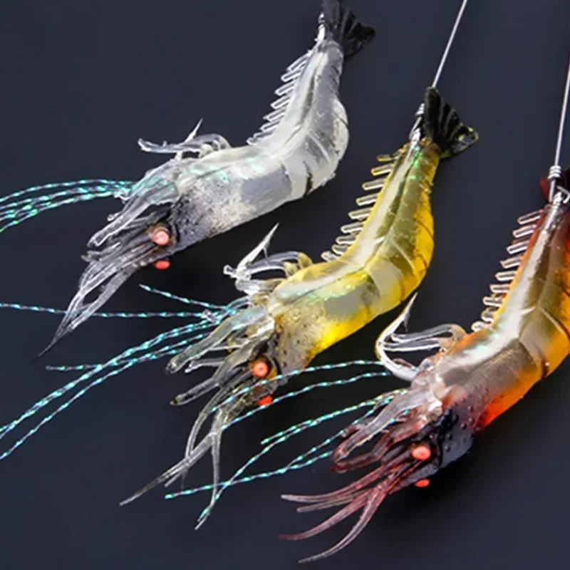 Cebo suave de gamba con diseño realista y ojos 3D