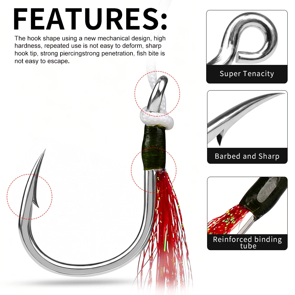 PROBEROS Anzuelo de asistencia para jigging con púas inoxidable