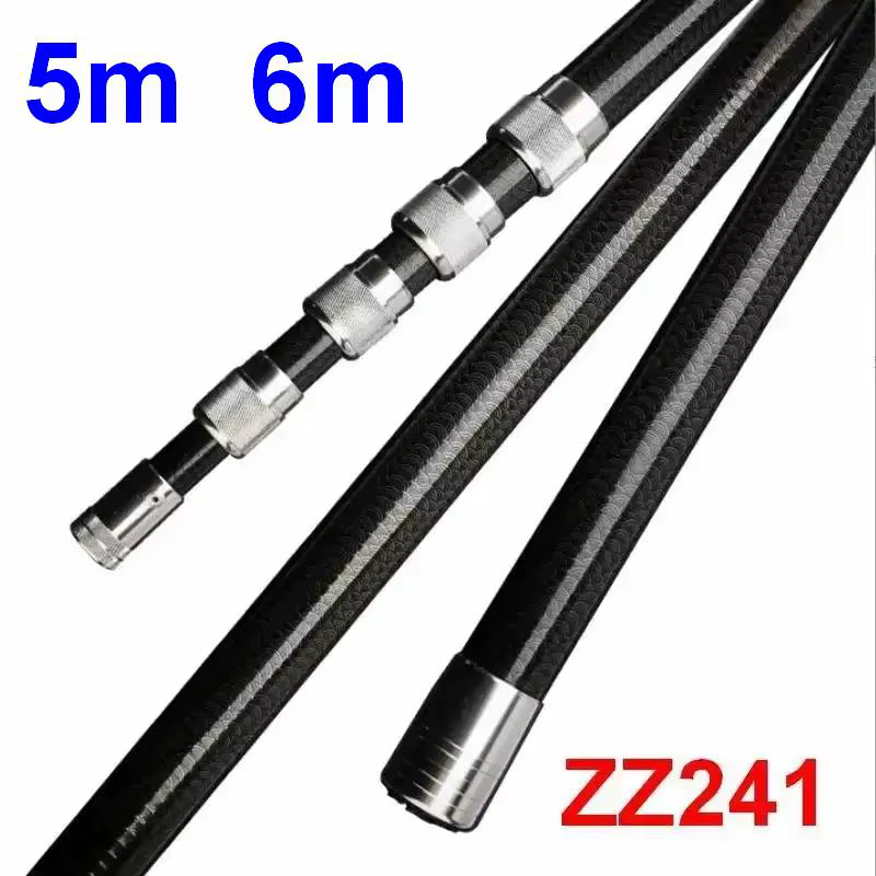 Vara extensible ZZ290A fibra carbono 5-6m para redes de pesca