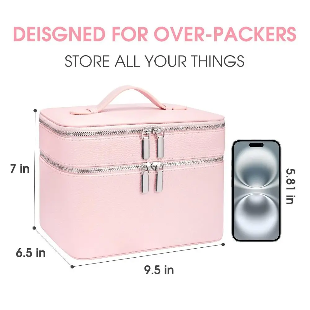 Bolsa de cosméticos impermeable PU de gran capacidad con organizador - imagen 4