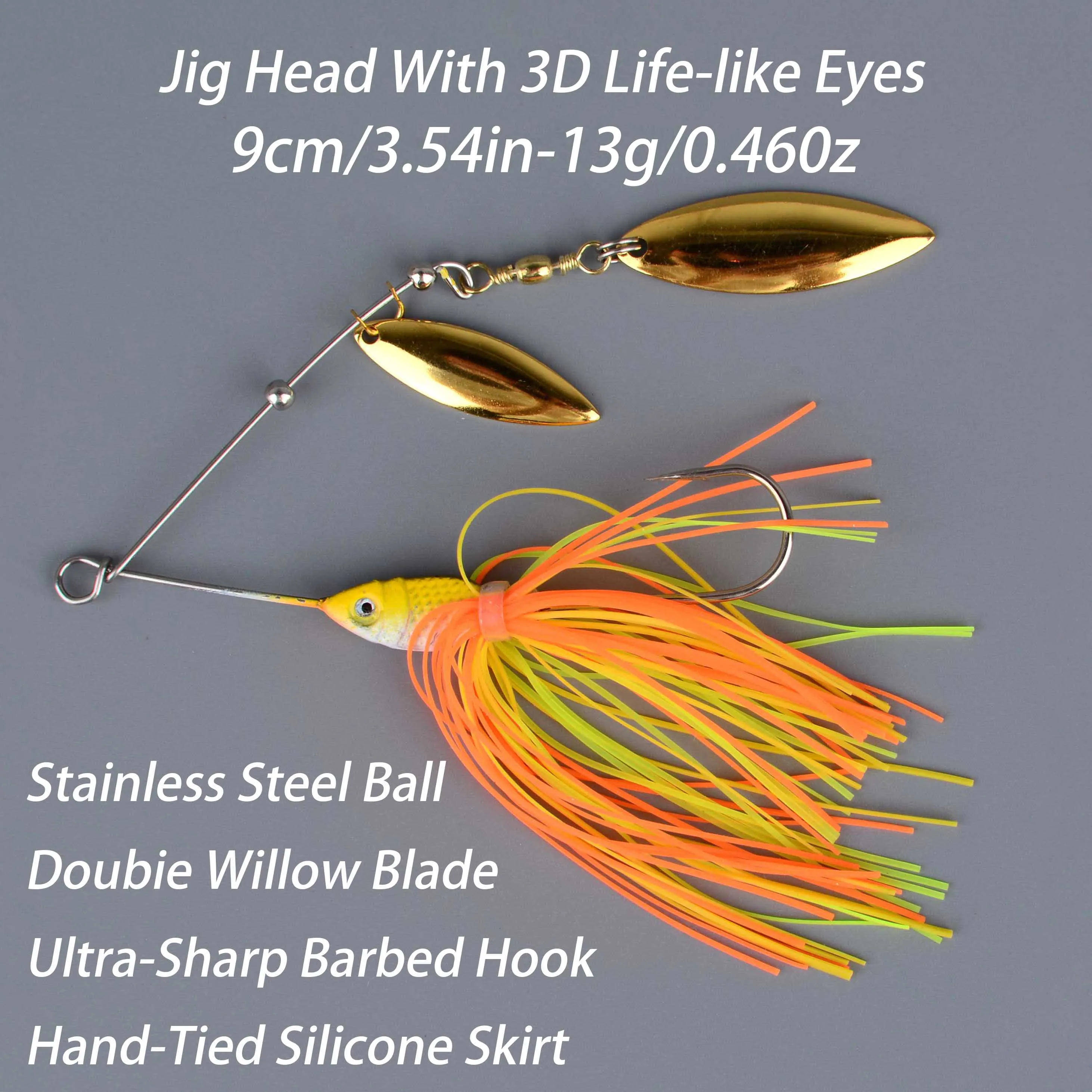 Spinnerbait de alambre metálico con falda para lubina y lucio - imagen 4