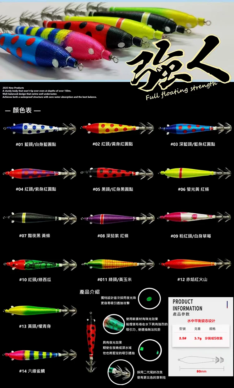 Señuelo FUKUSHIMA con ojos luminosos en color verde azulado