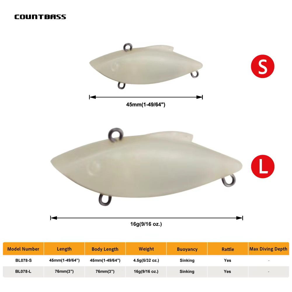 Countbass Señuelos Wobblers Blancos con Sonajero – Pesca Vibración - imagen 2