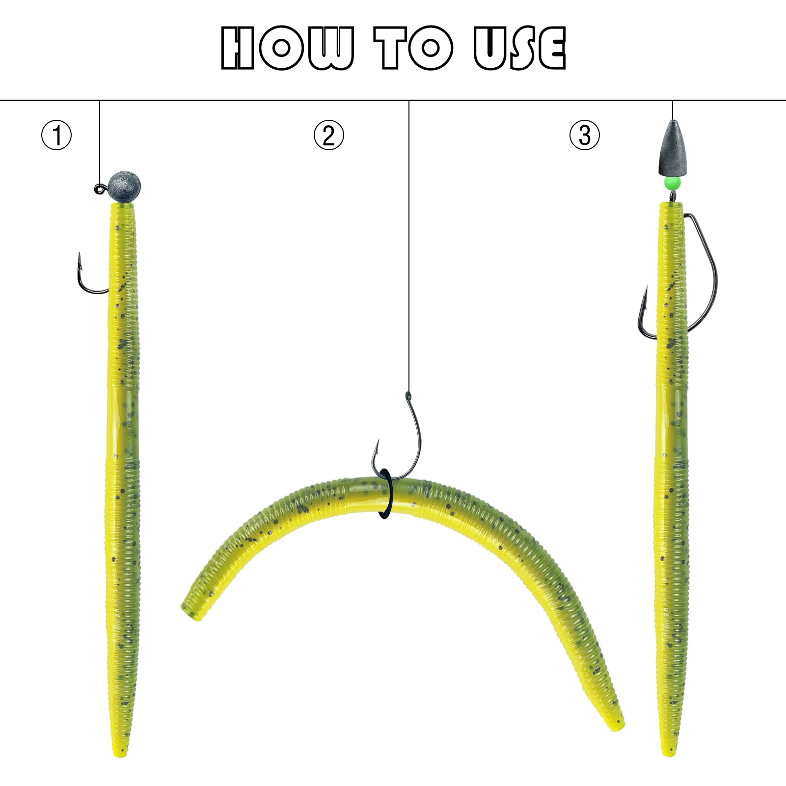 Free Fisher Señuelos Wacky Worms de goma – pesca agua dulce y salada - imagen 5