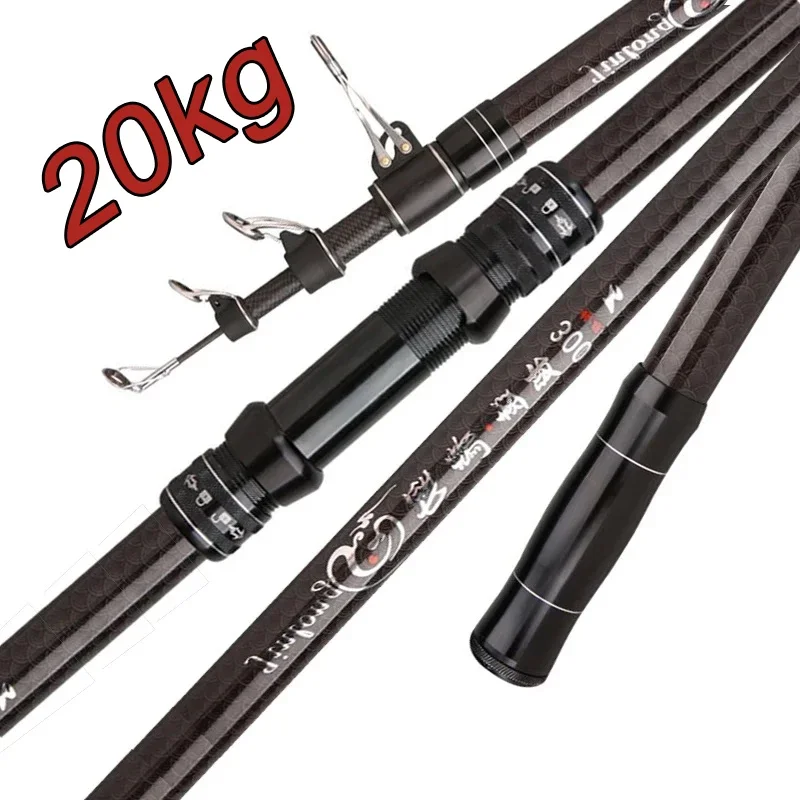 Caña telescópica de carbono para surfcasting giratoria en agua salada