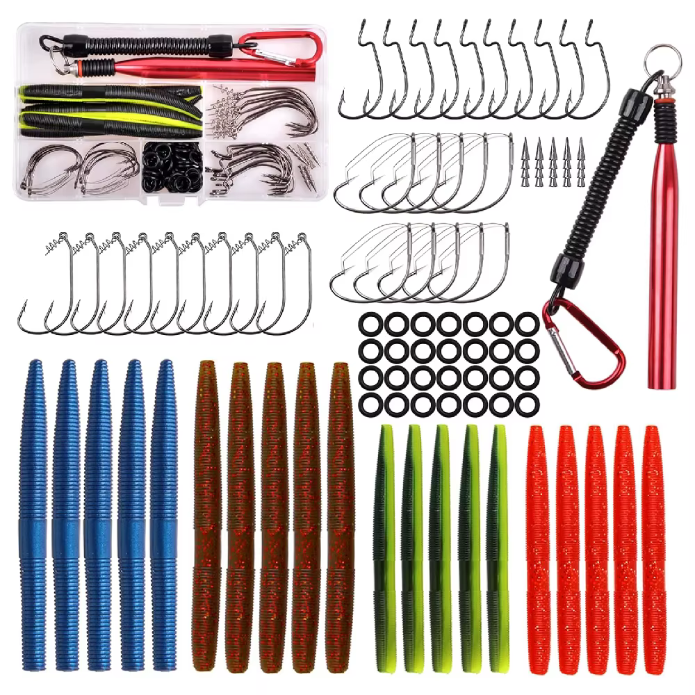 Señuelos Gusano Loco – Kit Pesca Trucha Lubina Jigging - imagen 5