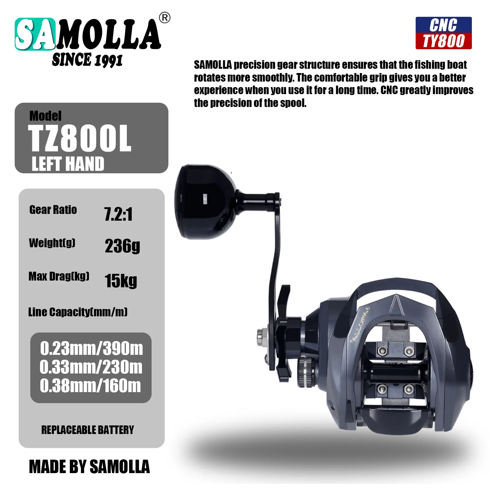 Carrete Baitcasting para agua salada estanco base metálica - imagen 2