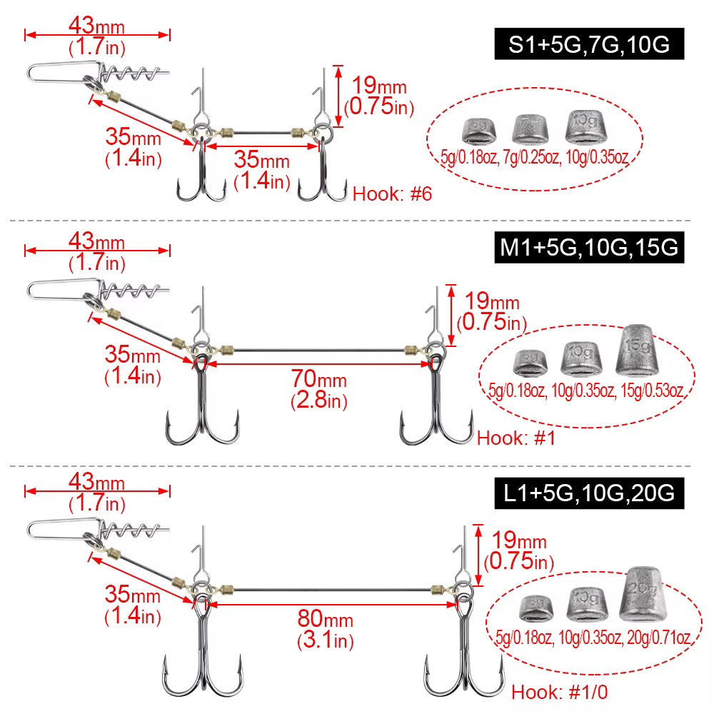 Spinpoler Anzuelo Triple Lastrado con Anilla para Vinilo y Swimbait - imagen 4