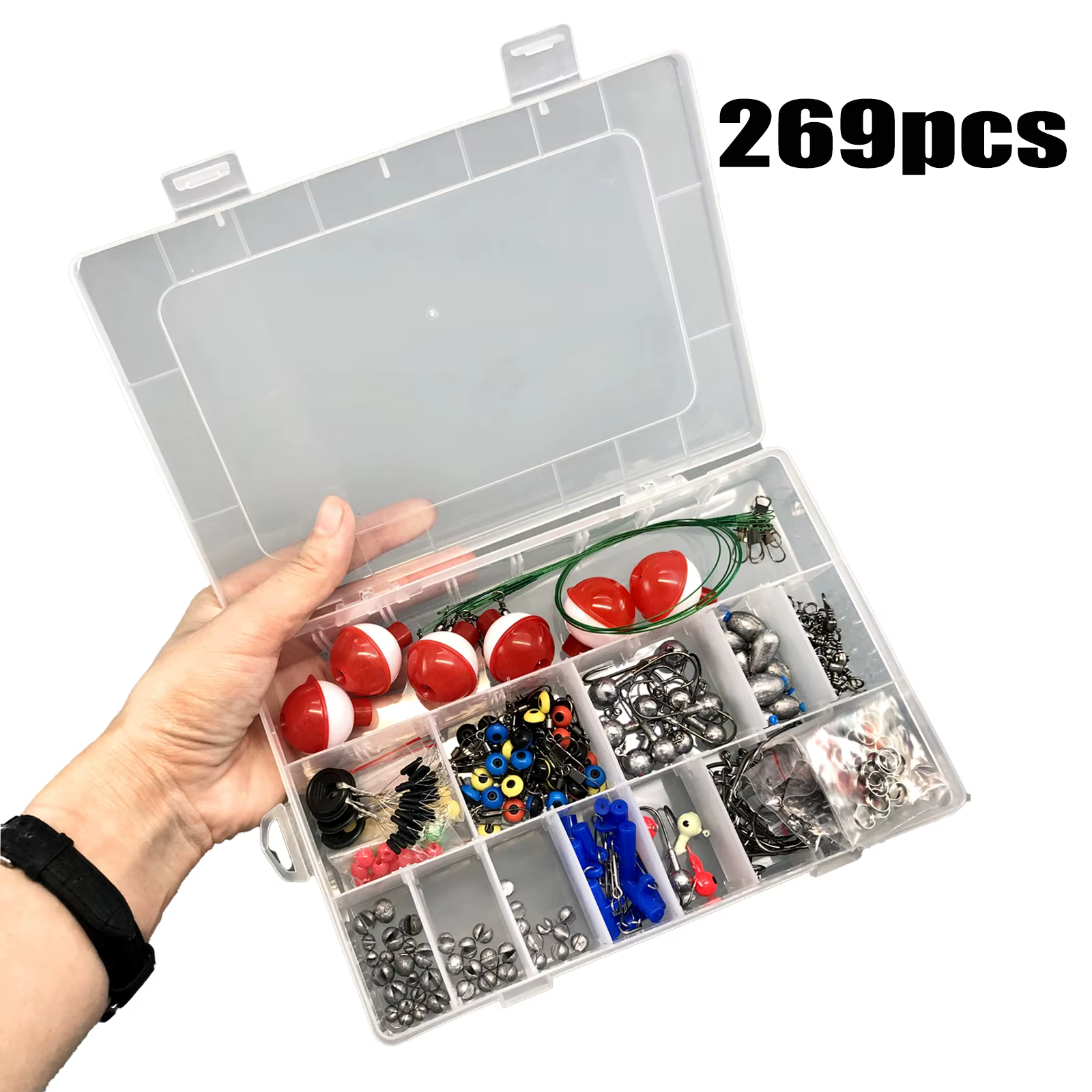 Kit Aparejos de Pesca con Caja – Anzuelos, Plomos y Cebo - imagen 3