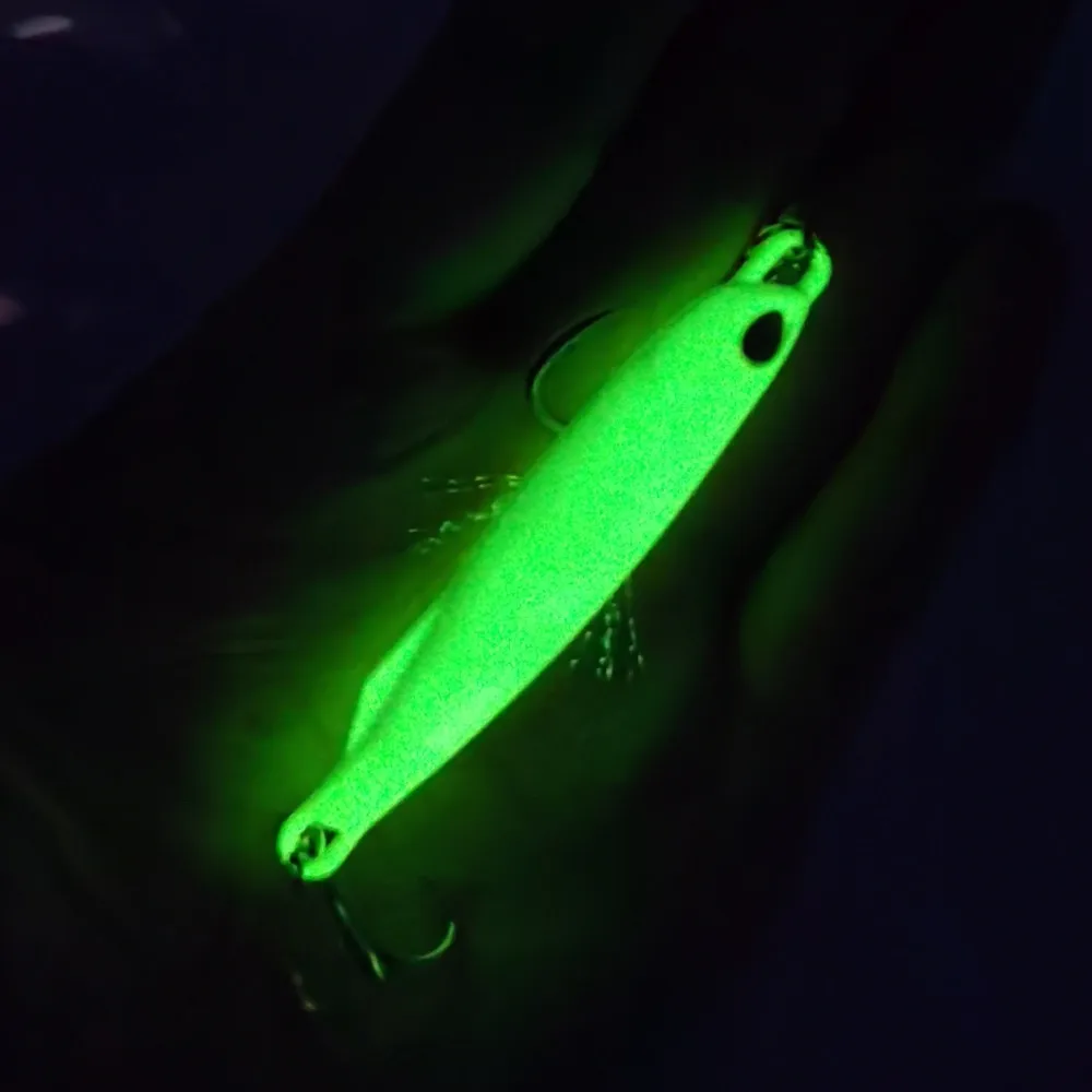 Cucharas señuelo iluminadas de metal para pesca deportiva con gancho - imagen 3