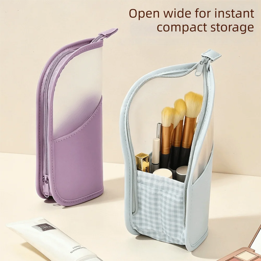 Bolsa impermeable para brochas de maquillaje vertical con cremallera - imagen 3