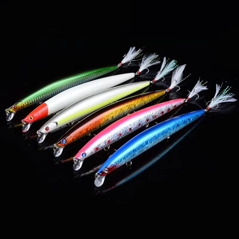 Crankbait Minnow Wobblers 18.5 cm – Cebo artificial con plumas - imagen 5