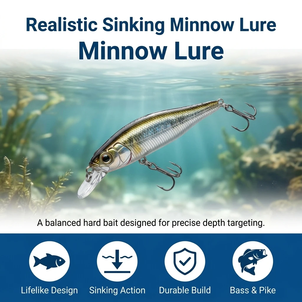 Señuelo minnow hundimiento rápido para lubina y lucio realista - imagen 3