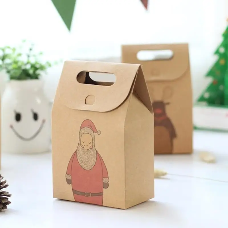 Caja de regalo navideña kraft vintage de papel con bolsa - imagen 5