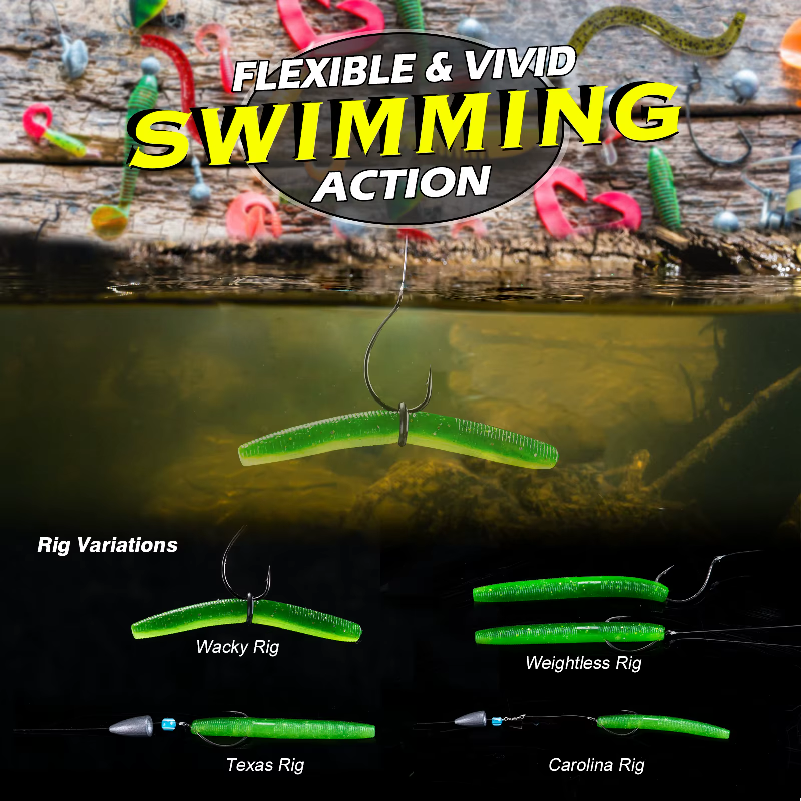 Goture Kit de señuelos para lubina y carpa — jigs, wobblers, vinilos - imagen 3