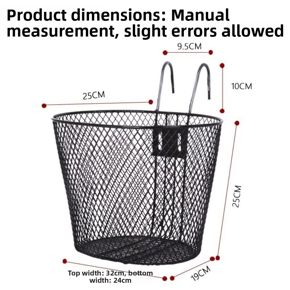 Cesta Delantera Plegable para Bicicleta – Manillar, Hierro Negro 32x25cm - imagen 4