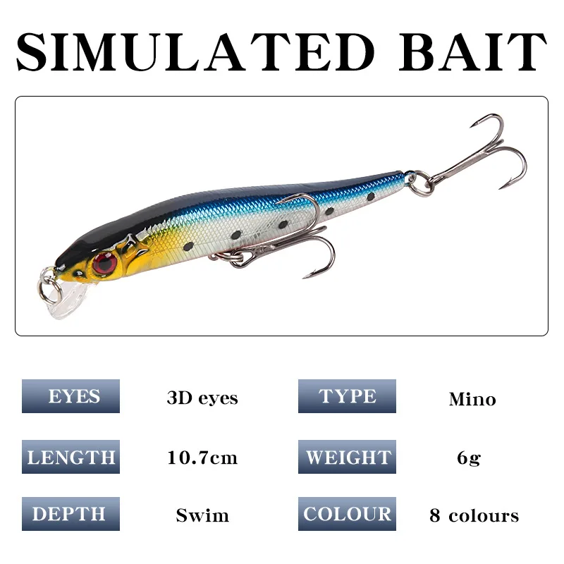 Minnow wobbler flotante duro para carpa y lubina rayada - imagen 2