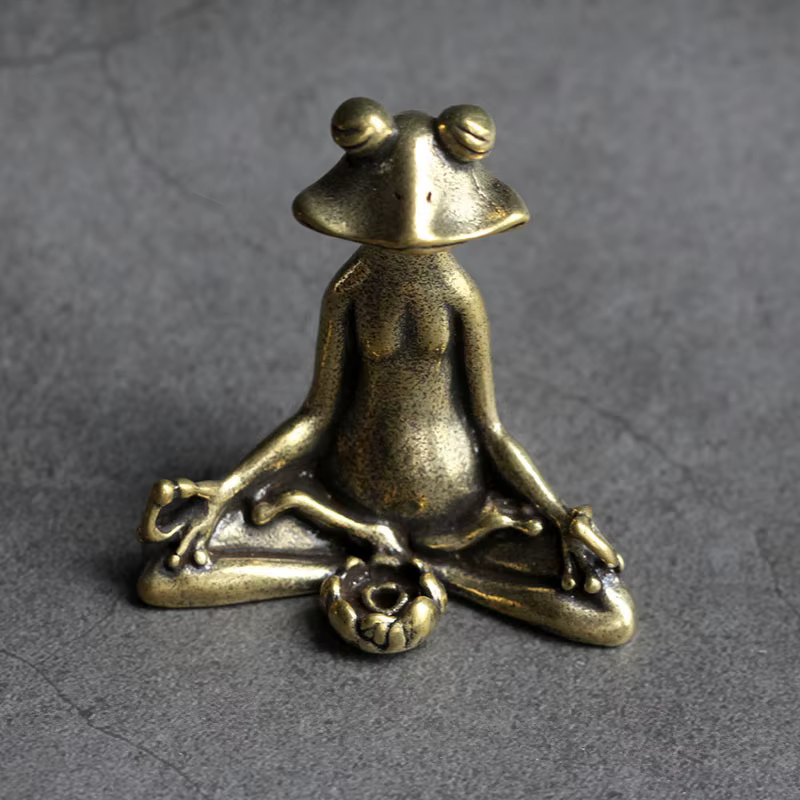 Estatua rana en latón estilo Zen – Decoración vintage - imagen 5