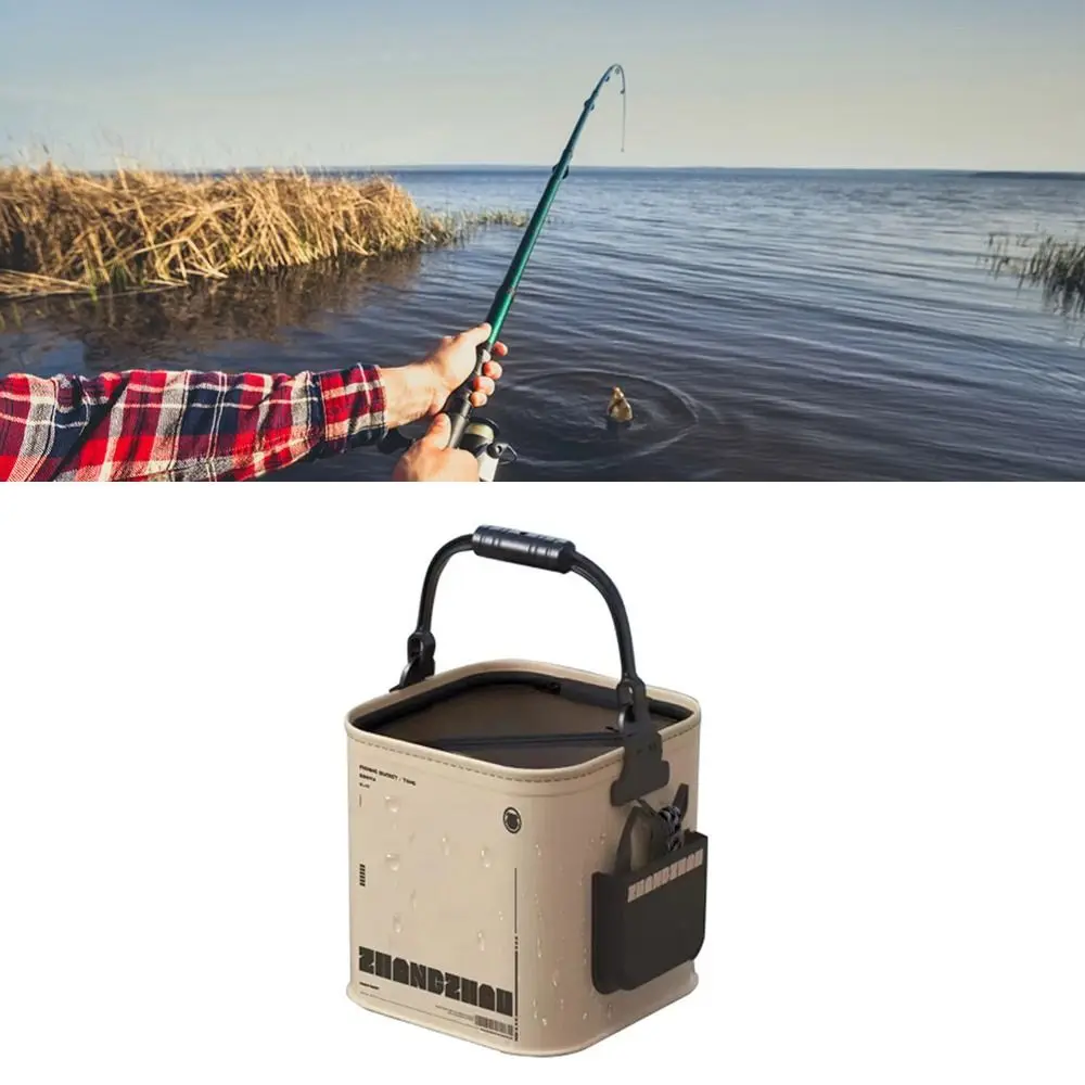 Cubo de pesca portátil EVA plegable con tapa de malla para pescado - imagen 5