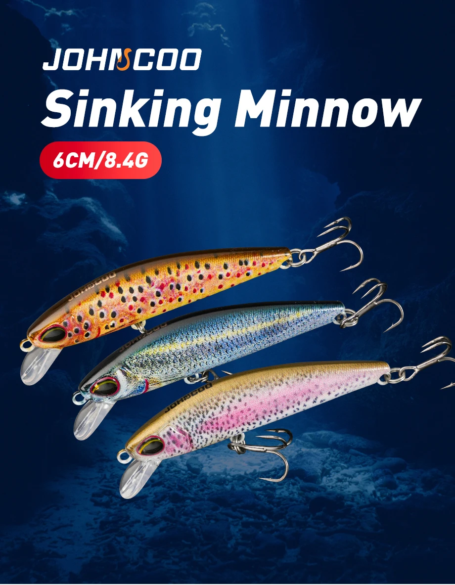 Señuelo minnow hundimiento de 6 cm y 8 g
