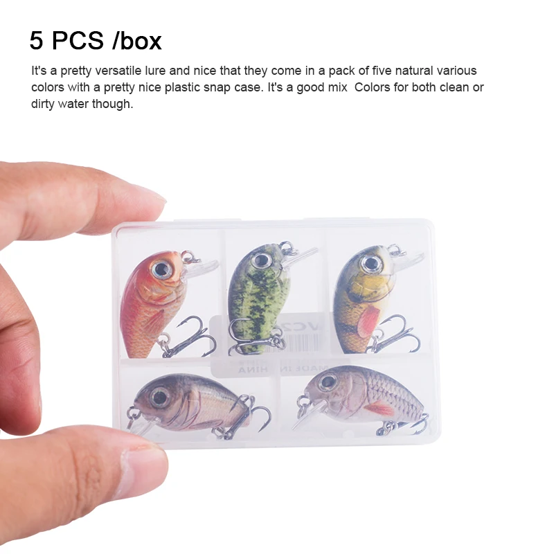 Señuelos Crankbait Hanlin – Mini Wobbler hundimiento lento para lubina - imagen 2