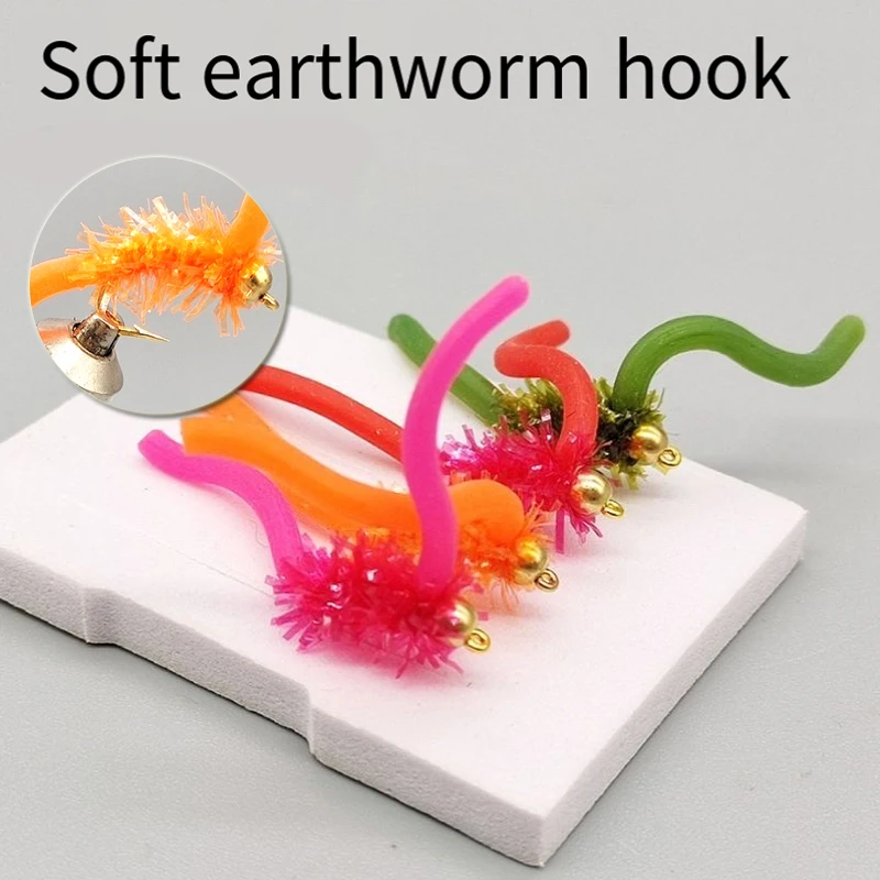 Moscas para trucha Squirmy Wormy Nymph Flies con cabeza de latón