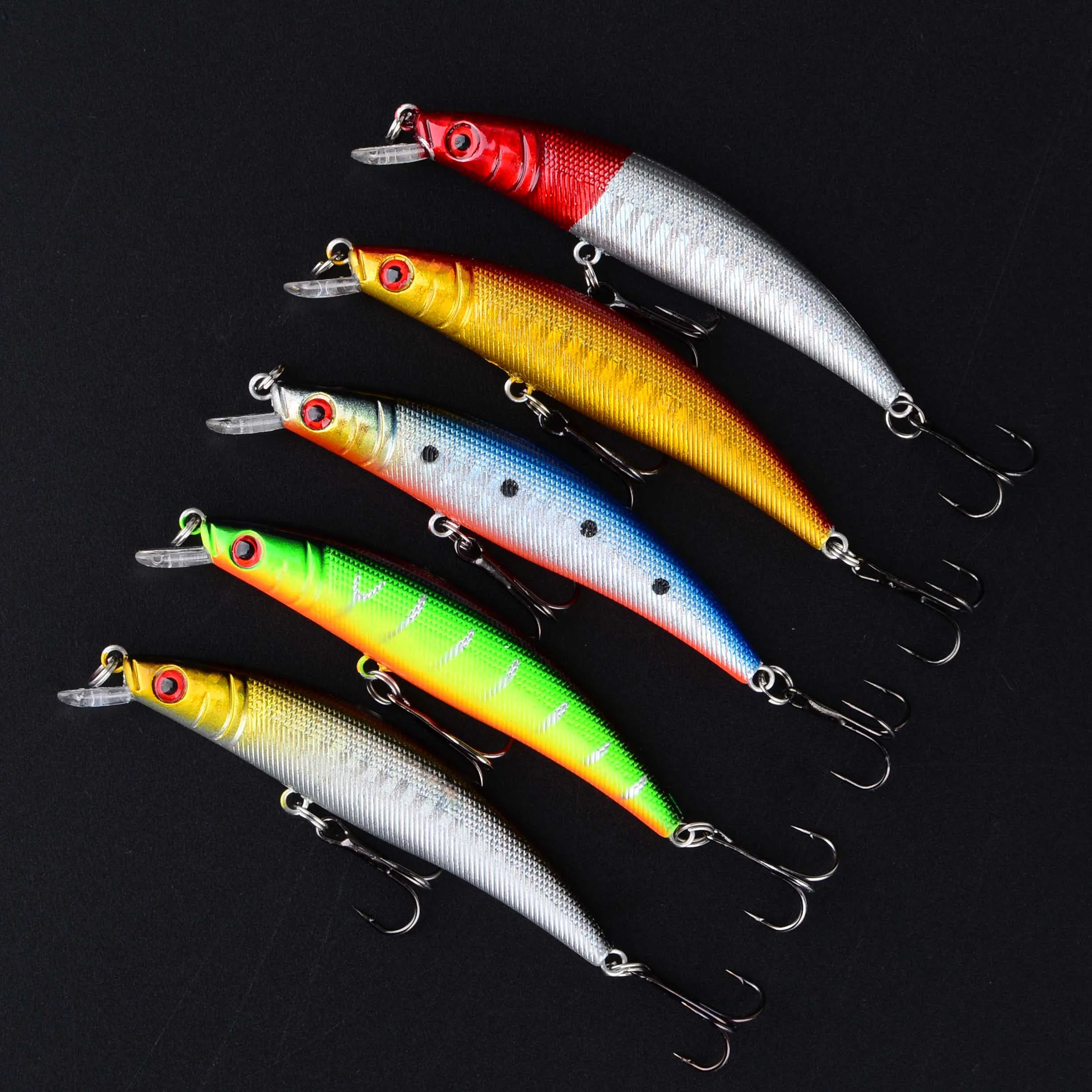 Crankbait flotante minnow con ojos 3D, cebo duro y anzuelos - imagen 4