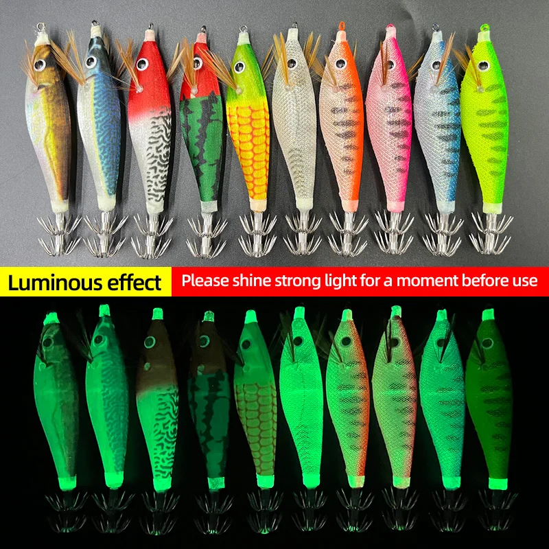 ShareShark señuelo luminoso camarón de madera vientre redondo