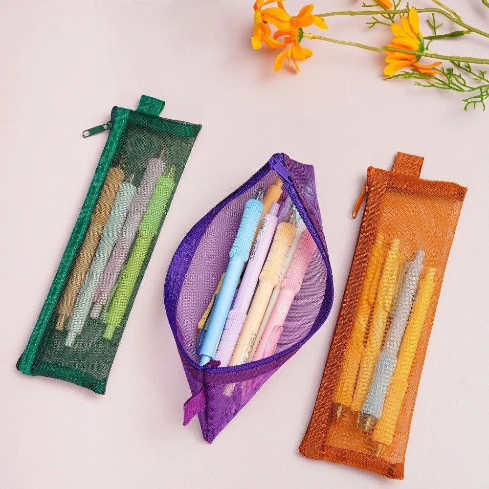 Estuche de lápices transparente cuadrado con bolsillo de malla - imagen 3