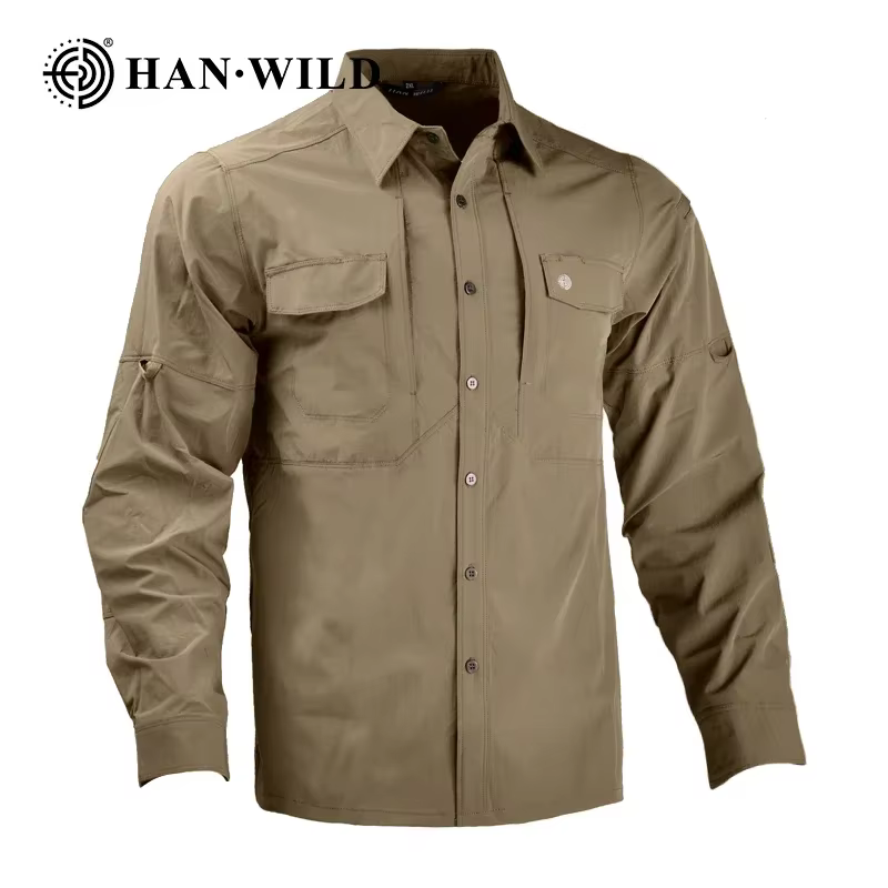 HAN WILD Camisa de pesca manga larga con secado rápido para exteriores