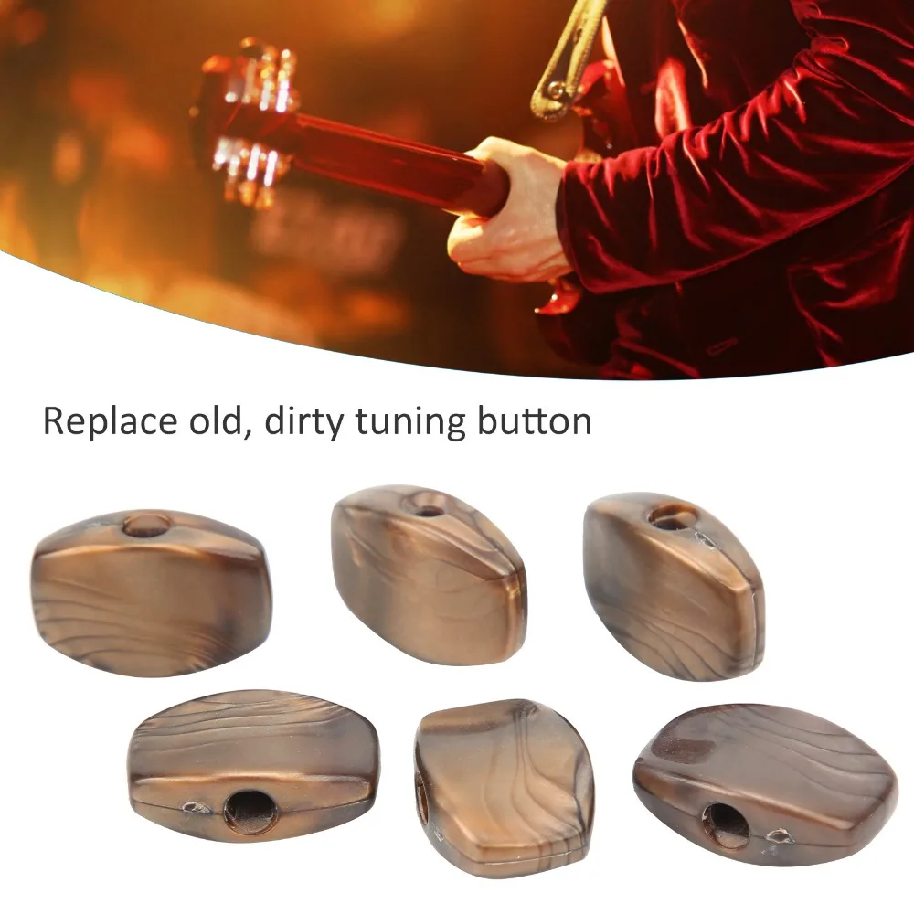 Botones de afinación de plástico marrón de recambio para guitarra