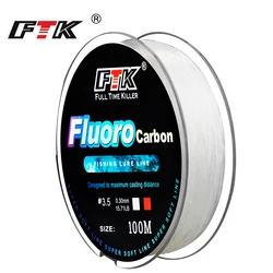 FTK Línea de pesca fluorocarbono revestida hundimiento para carpa