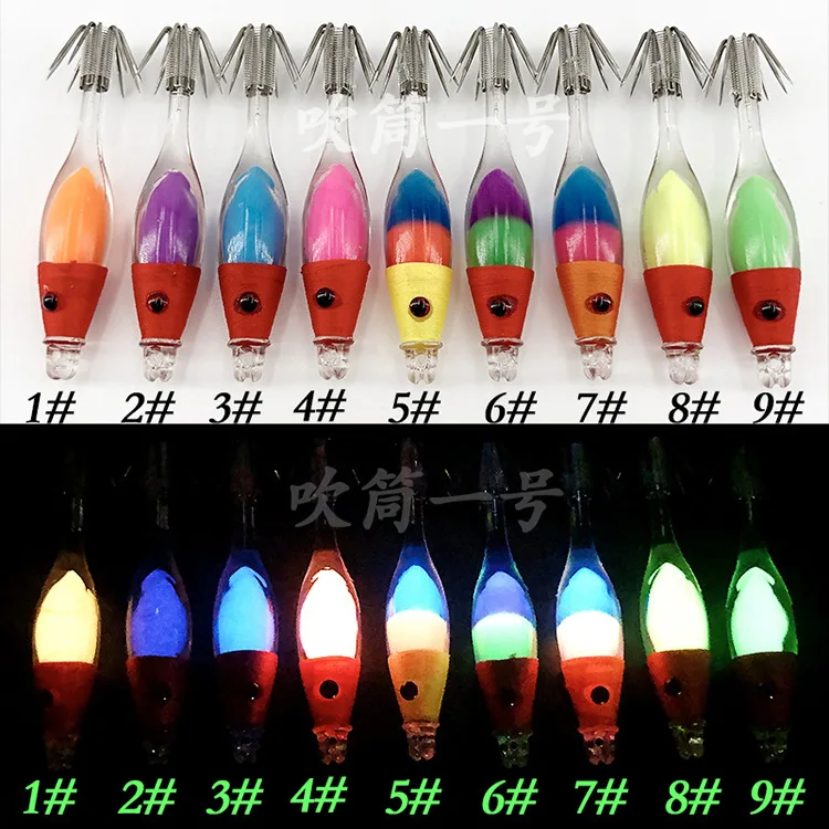 Pajarito para calamar fluorescente multicolor con forma de gamba - imagen 3