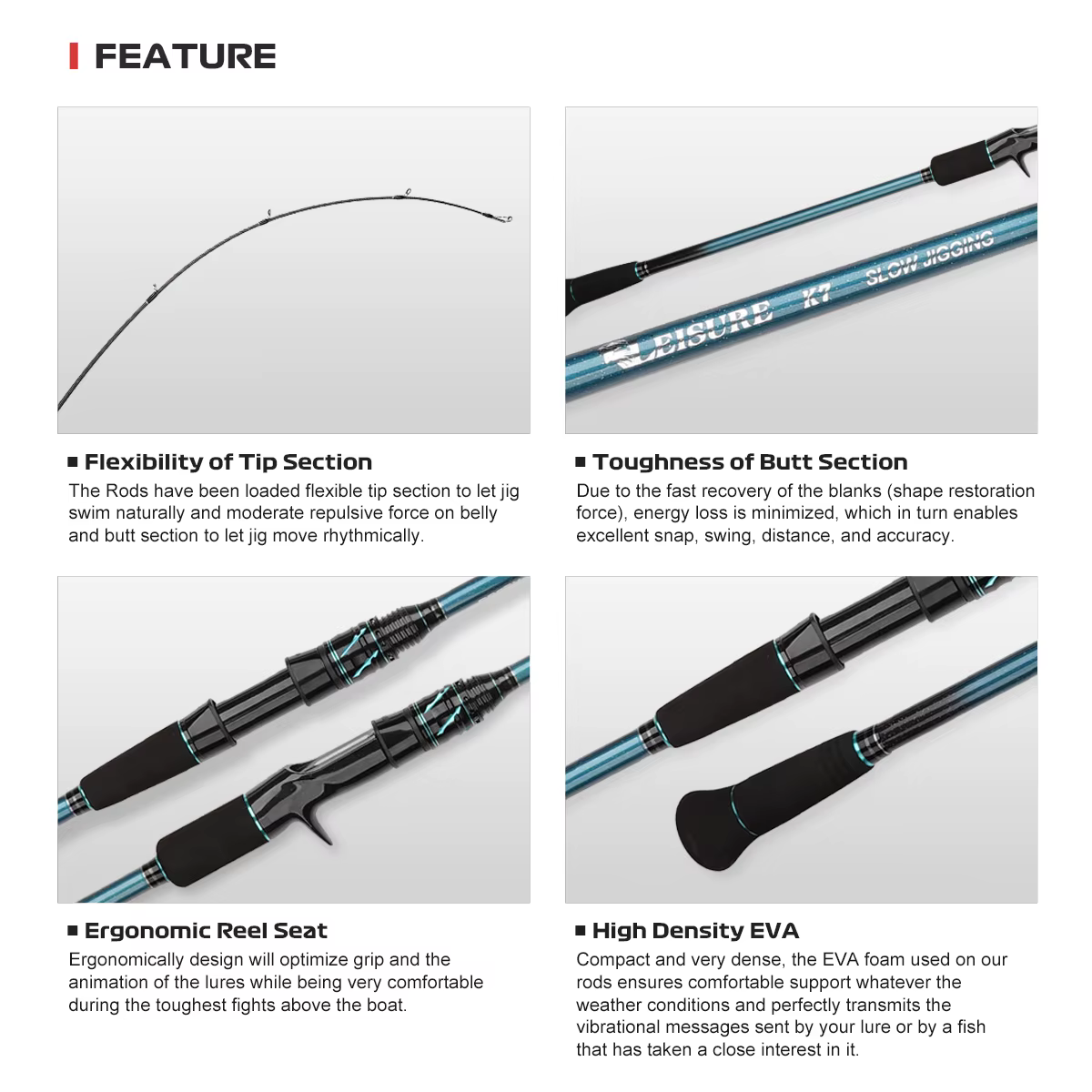 Caña de Jigging NOEBY – Spinning, Casting y Agua Salada - imagen 4